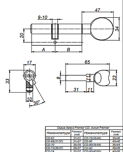 Механизм цилиндровый Premier CD-70-C-NI #222609